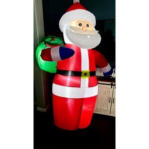 🆕8FT Christmas Inflatables Santa with Gift Bag Built-in LED Outdoor Decoration